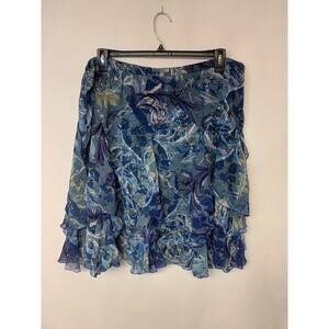 Whimsical Fairy Bohemian Blue Paisley Skirt Tired Ruffled Womens 18W